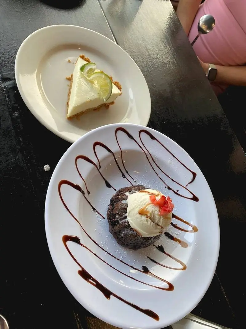 Key lime pie and hot fudge cake