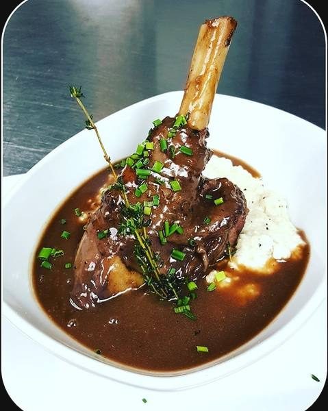 Lamb Shank over stone ground grits